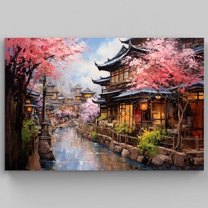 Kyoto Wall Art, Large Canvas Print, Kyoto Poster, Kyoto Painting, Kyoto city Print, Japan Travel Art, Japanese Gift, Japanese Painting