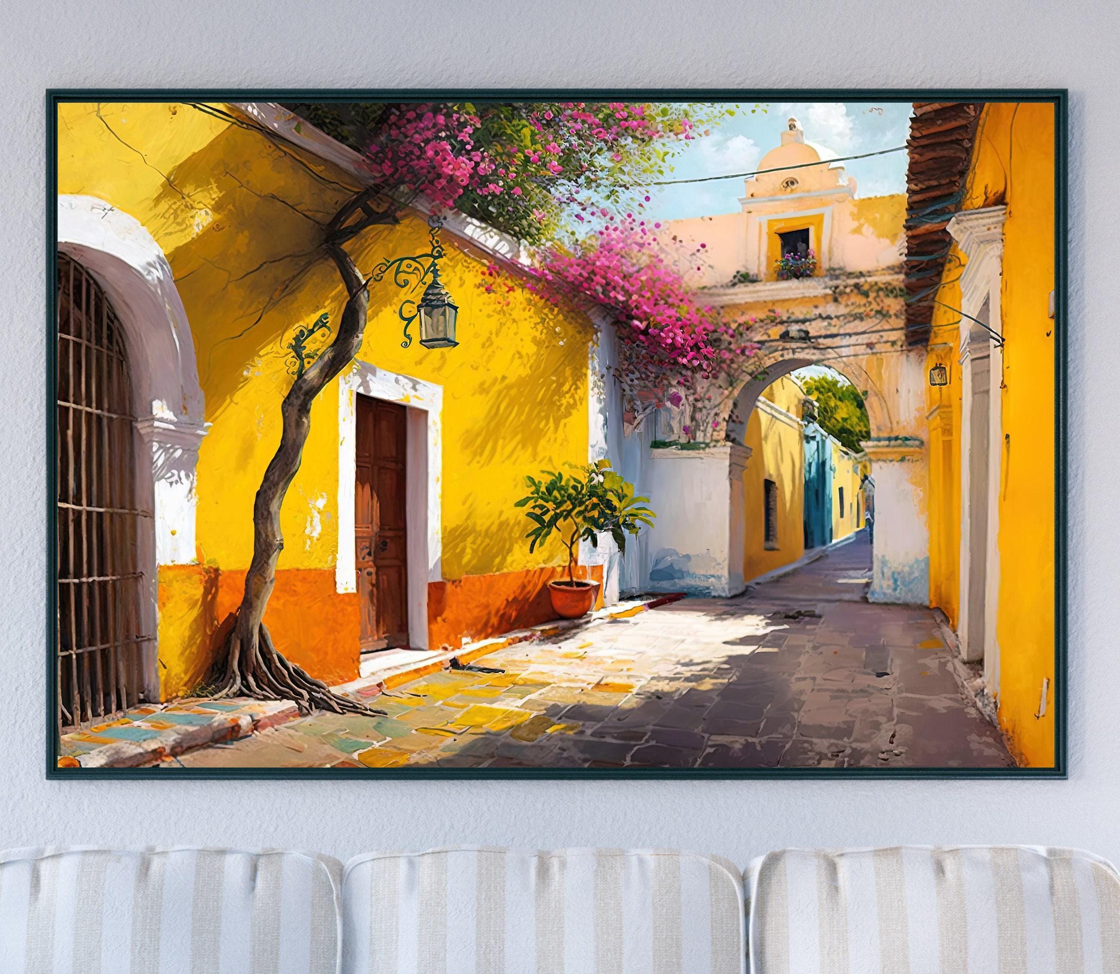 【 L出品 】 50×40cm size art Izamal Mexico Street Art Print, Yellow Wall Decor - Etsy Norway