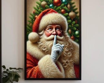 Whimsical Santa Claus Canvas Art | Festive Christmas Decor, Ready to Hang