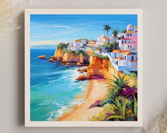 Algarve Coast Canvas Art Print, Portugal Travel Poster
