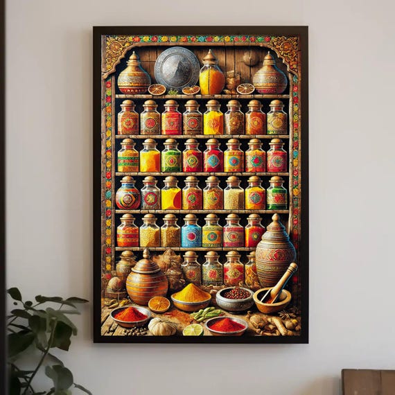 Indian Kitchen Herbs and Spices Canvas Print - Indian Kitchen