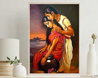 Indian Lovers Canvas Art Print - Traditional Home Decor