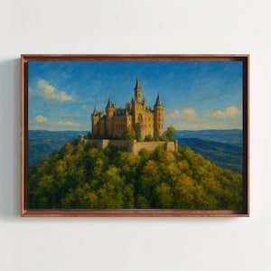 Hohenzollern Castle Germany Canvas Print Majestic Hilltop Fortress Wall Art for Fantasy and European Architecture Decor