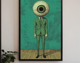 Eye-Head Man Surreal Canvas Print, Creative Office Art