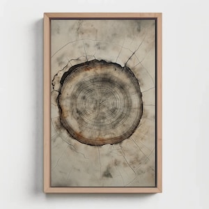 Tree slice wood pattern wall art, tree ring print, nordic painting, tree log slice art, rustic canvas print, cottage decor, farmhouse decor