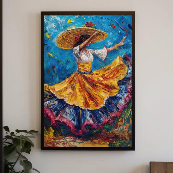 El Salvador Dance Oil Painting Canvas | Salvadorian Girl Folk