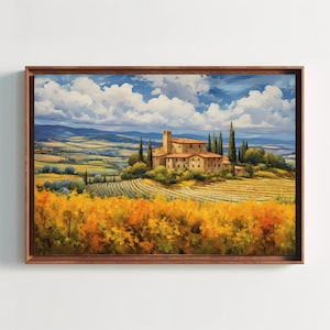 Tuscany Landscape Painting Canvas Print - Italian Wall Art  Home Decor  - Italy Canvas Wall Art - Framed Canvas