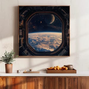 Space Station Window Canvas Print, Framed Sci-fi Wall Art - Etsy