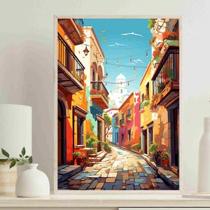 Streets Of Mexico Art Painting | Mexican Town | Mexico Wall Art | Mexican Decor Prints | Mexico Home Decor | Mexican Street Canvas Prints