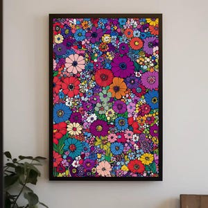 Gustav Klimt Inspired Botanical Canvas Print, Vibrant Floral Painting, Art Nouveau Wall Decor, Colorful Garden Art, Ready to Hang
