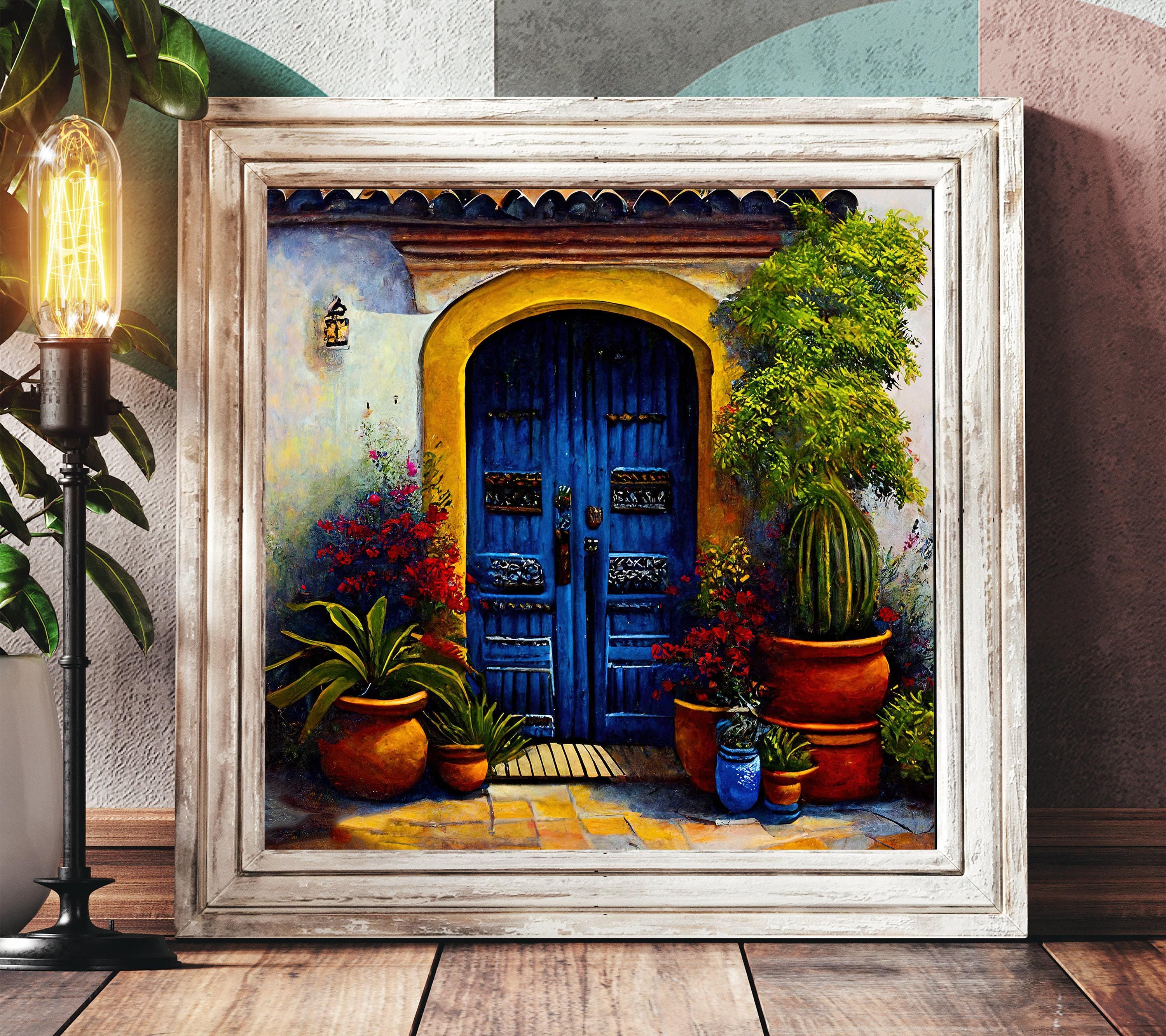Colorful Mexican Door Art Print, Living Room Decor - Etsy