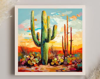 Saguaro Cactus Canvas Print | Desert Botanical Wall Art