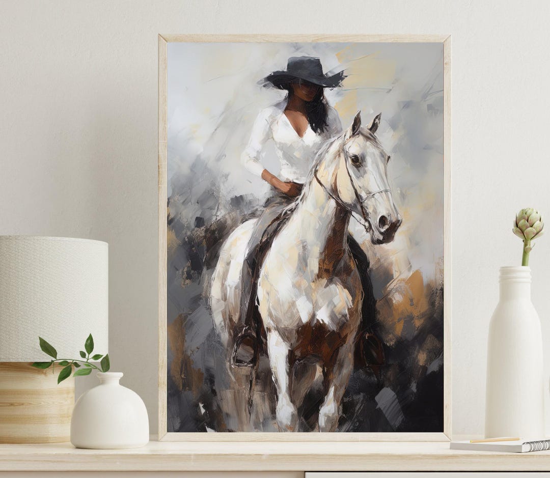 Black Woman Horse Rider Canvas Print, African Art, Vibrant Wall Decor ...