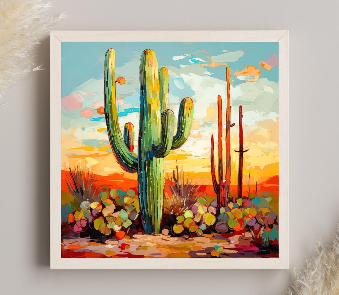 Saguaro Cactus Canvas Print | Desert Botanical Wall Art - Etsy