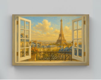 Eiffel Tower Balcony Canvas Print: Romantic Paris Rooftop View