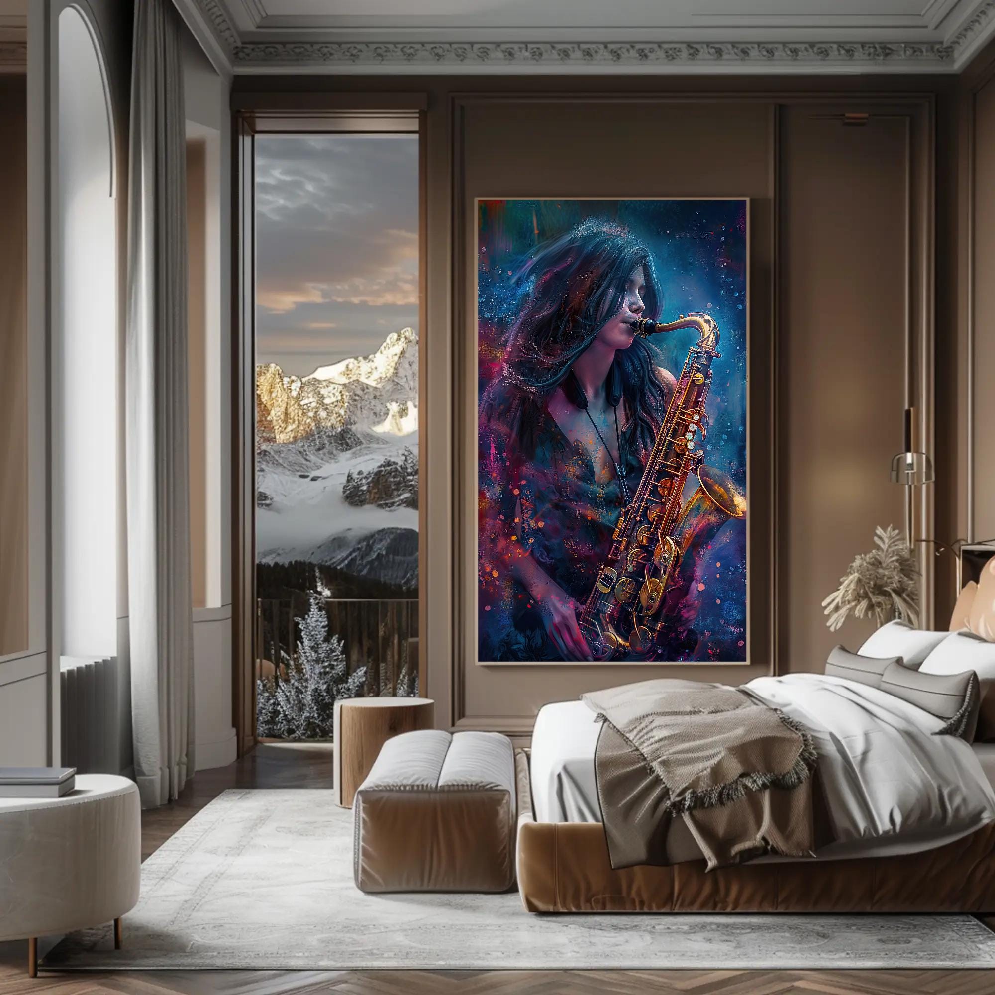 サクソフォーン女シリーズ絵画　壁掛け絵画 サクソフォーン女シリーズ絵画 壁掛け絵画 想像を超えての
