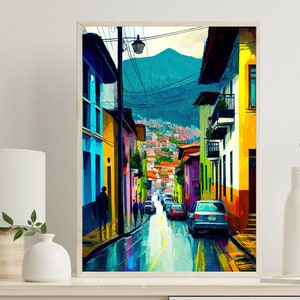 Bogota Colombia Travel Poster Large Canvas Art Colombian travel print Bogota Wall Art for Colombian Decor Colombia Oil Painting