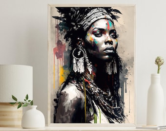 African Woman Art Print - Tribal Home Decor