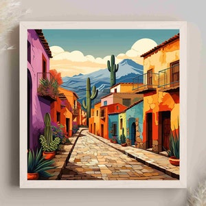 Mexico Art Painting | Mexican Town | Mexico Wall Art | Mexican Decor Prints | Mexico Home Decor | Mexico Canvas Prints