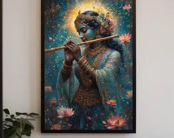 Radha Art Nouveau Canvas Print, Hindu Goddess, Spiritual Wall Decor