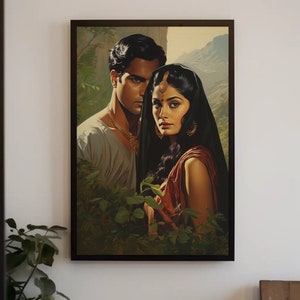 20th Century Beautiful Indian Couple Print | Extra-large Wall Art | Desi Art | South Asian Art I Indian Art | Antarmada Art