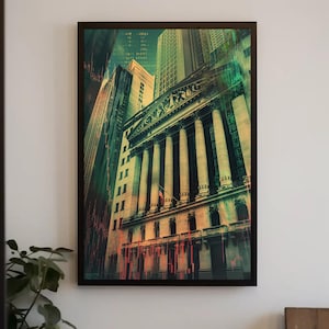 New York Stock Exchange Wall Art Canvas | Financial Decor | Wall Street Framed Art for Bank, Investor Office, Trading Room, Ready to Hang