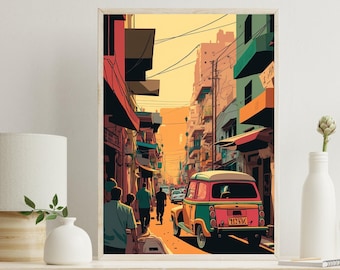 Lahore Cityscape Print, Pakistani Home Decor, Asia Wall Art