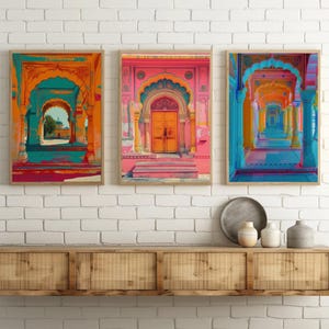 Rajasthan Haveli Canvas Art Set – Traditional Indian Wall Decor, Framed image 4