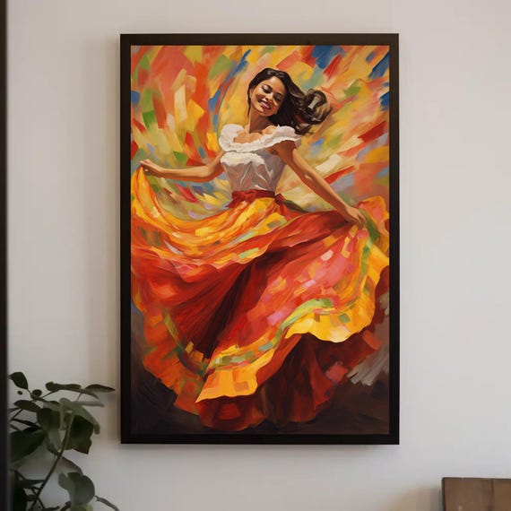 El Salvadorian Woman Dancing Oil Painting Canvas | El Salvador