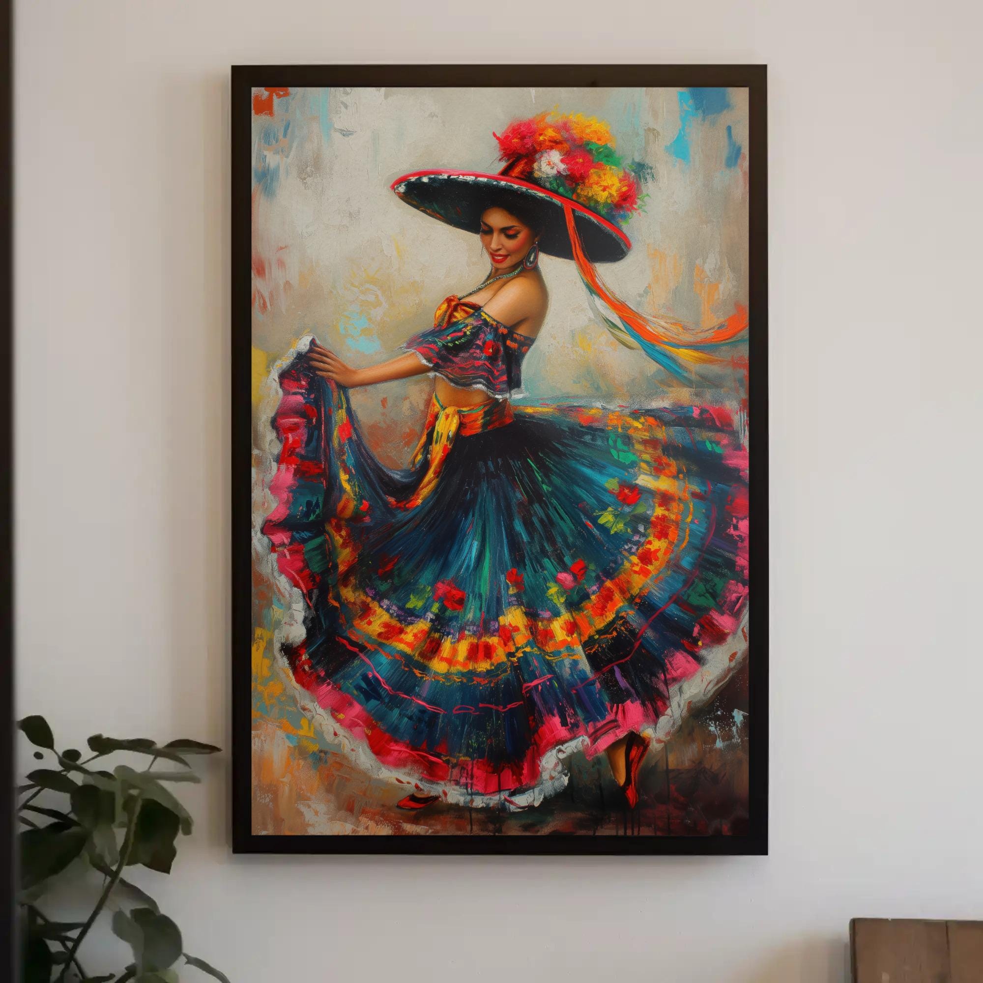 Mexican Folk Art Canvas Print - Framed Woman Wall Art - Etsy
