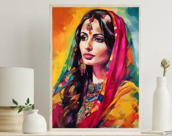 Desi Woman Art Print – South Asian Decor, Pakistani Painting