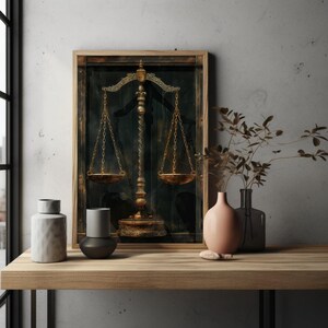 Scales of Justice Painting Canvas | Elegant Legal Decor | Framed ...