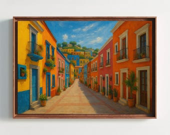 Guanajuato Mexico Canvas Print, Colorful Colonial Architecture, Cityscape Wall Art
