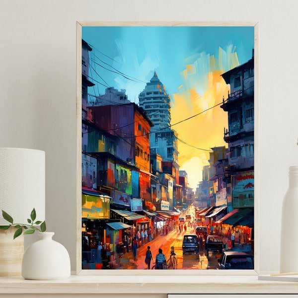 Dhaka City Poster Large Canvas Bangladesh Poster Dhaka Print Dhaka Bangladesh Travel Poster Wall Art Bengali Painting Gift