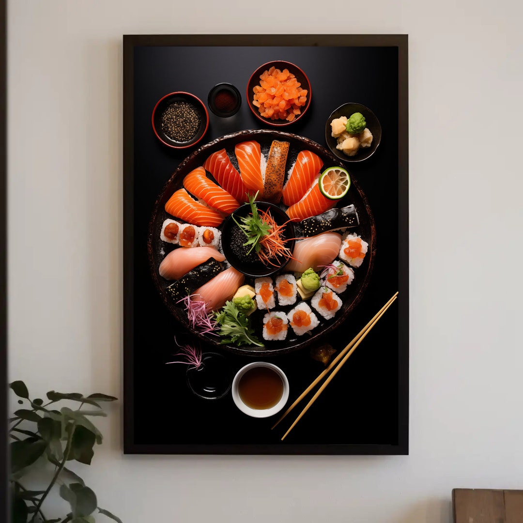 Sushi Wall Art for Japanese Restaurant, Canvas Painting, Framed Print