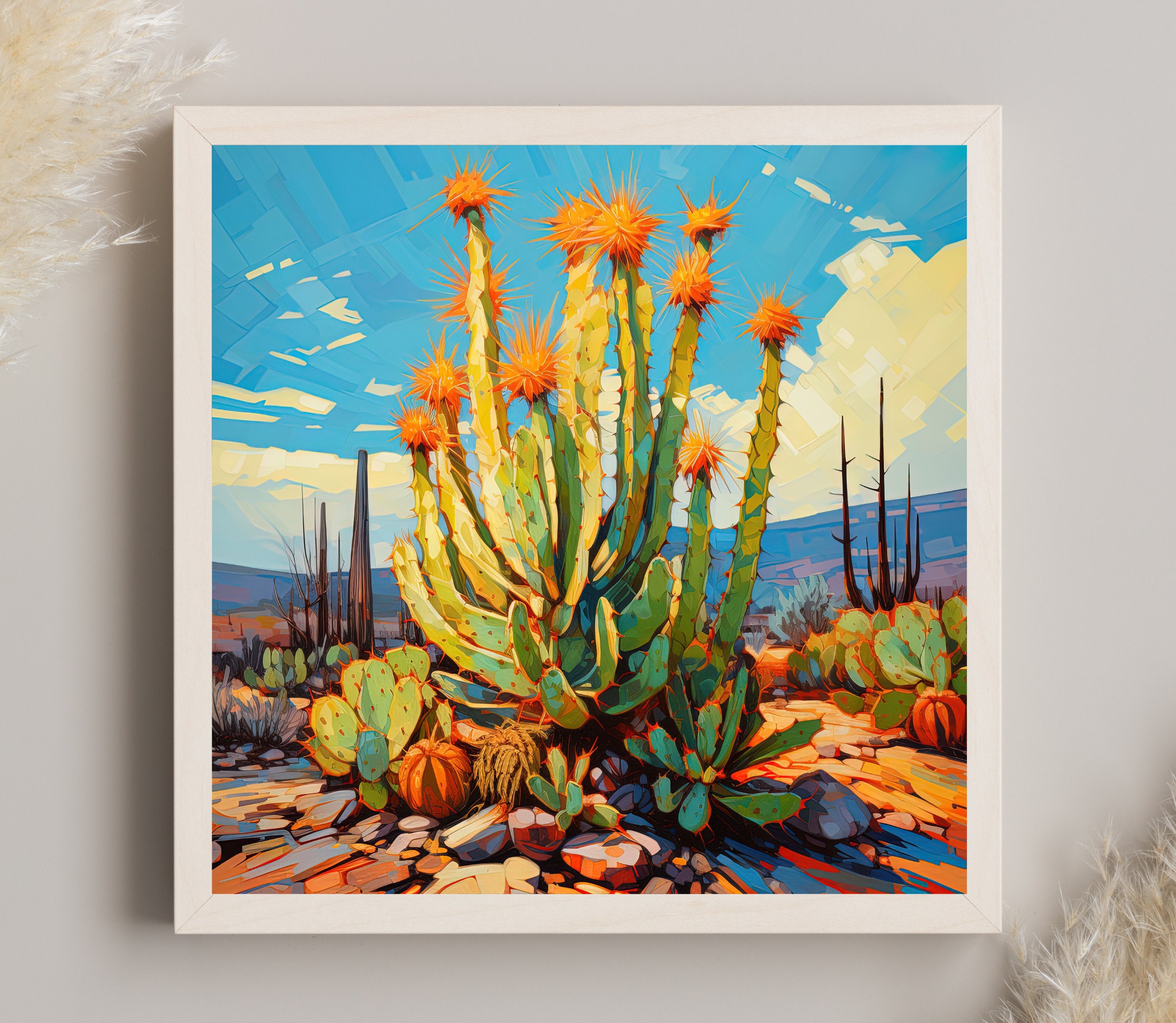 Saguaro Cactus Century Plant Art Desert Plant Wall Decor Etsy