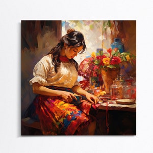 Mexican Girl Wall Decor Colorful Mexican Art Print Mexicano Home Decor Painting Canvas Wall Art