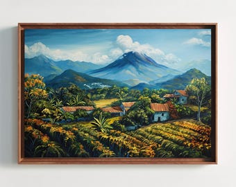 Framed El Salvador Landscape Canvas Print: Salvadorian Wall Art