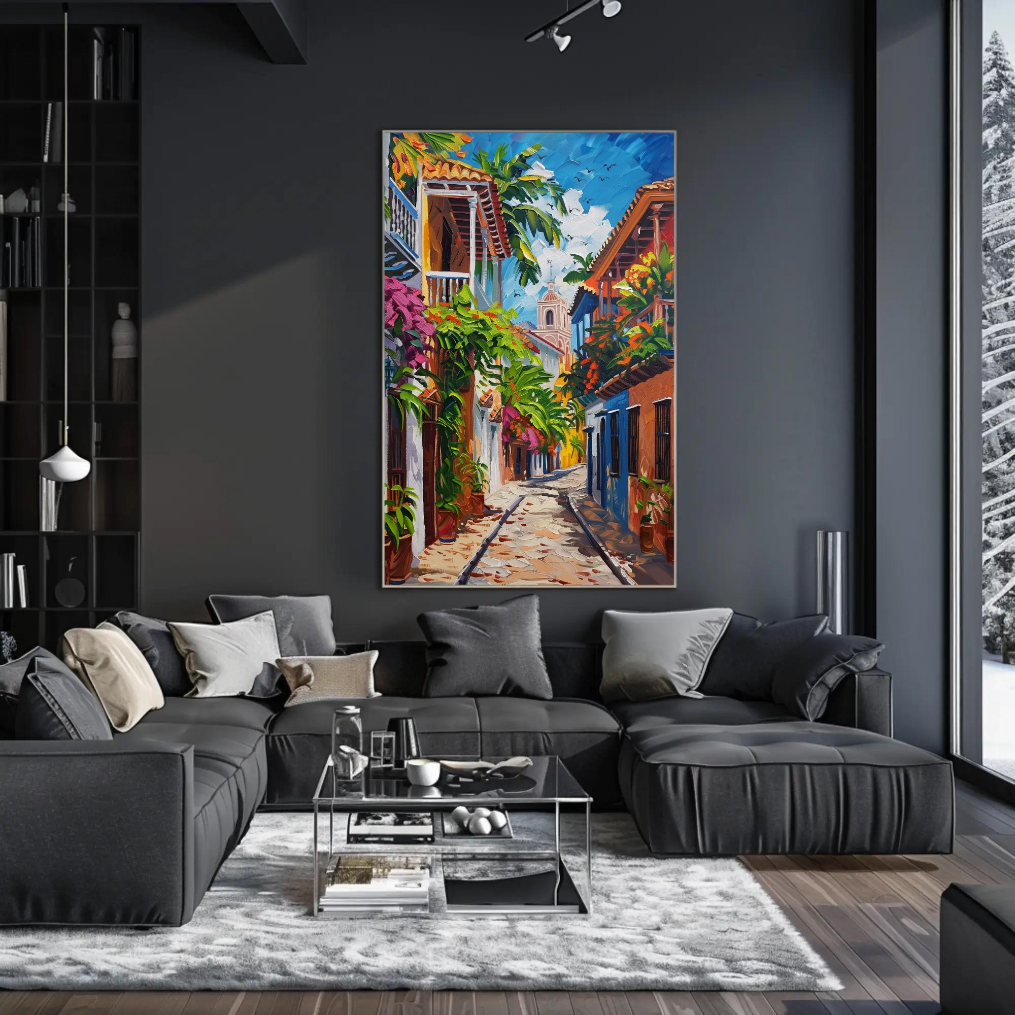 Cartagena Street Canvas Print | Vibrant Colombian Art, Ready to