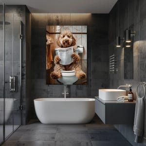 Goldendoodle Bathroom Canvas Print – Funny Toilet Humor Art image 3