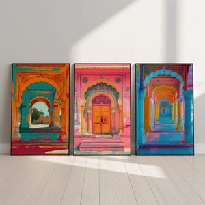 Rajasthan Haveli Canvas Art Set – Traditional Indian Wall Decor, Framed image 8