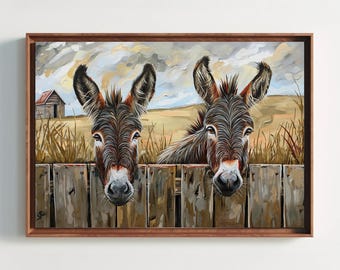 Rustic Donkey Canvas Print – Farmhouse Animal Wall Art