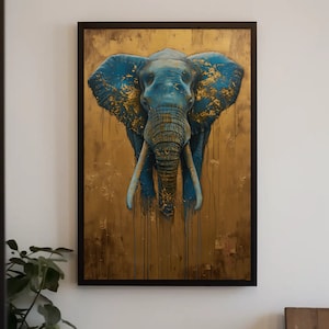 Elephant Abstract Canvas Print | Vibrant Animal Wall Art | Bold Elephant Painting for Living Room or Office | Colorful Wildlife Decor