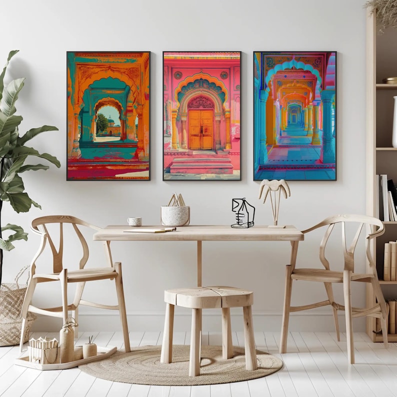 Rajasthan Haveli Canvas Art Set – Traditional Indian Wall Decor, Framed image 7