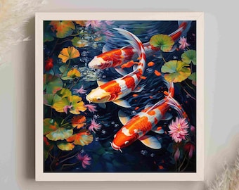 LAM キャンバスアート 「鯉」B4 鯉の日本アートプリント、鯉の絵画、鯉のキャンバス、鯉のウォール