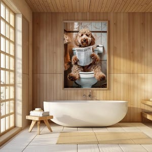 Goldendoodle Bathroom Canvas Print – Funny Toilet Humor Art image 9