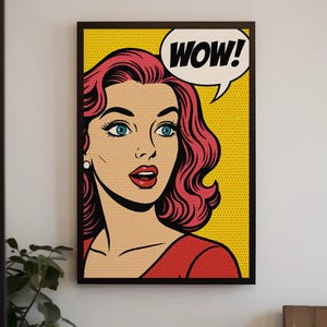 Pop Art Comic Style Woman Canvas Wall Art Vibrant Retro Illustration Print for Playful Colorful Modern Room Decor