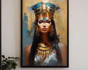Queen Cleopatra Abstract Canvas Print - Egyptian Goddess Portrait - Ancient Egypt Collectible - Princess Poster Art