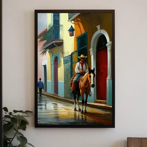 Puerto Rican Jibaro Painting - Horse Rider Painting - Puerto Rican Art - Puerto Rico Wall Art and Decor - Puerto Rico art - Boricua