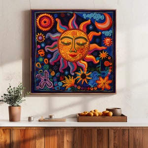 Sun Huichol Art Mexico Wall Art Mexican Yarn Art Mexican Painting ...